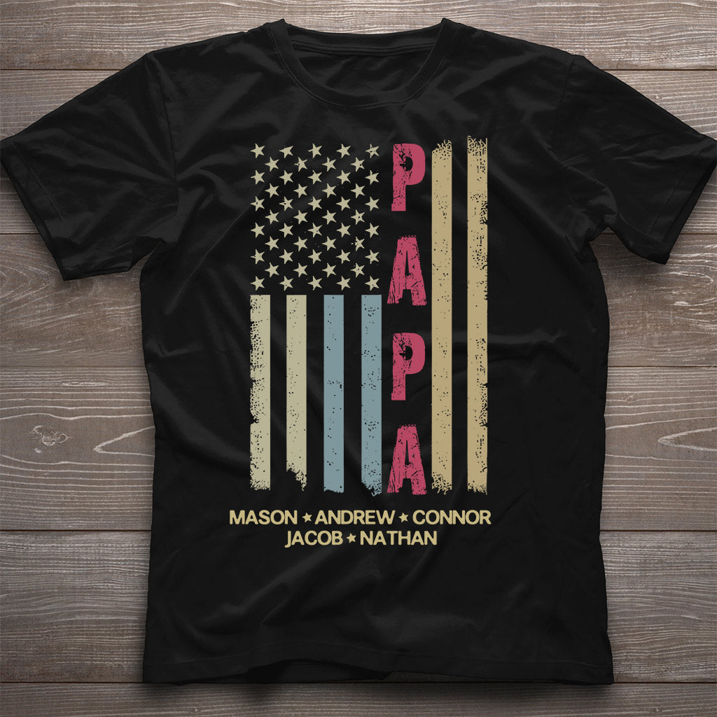 American Flag - Personalized Grandpa T-shirt & Hoodie