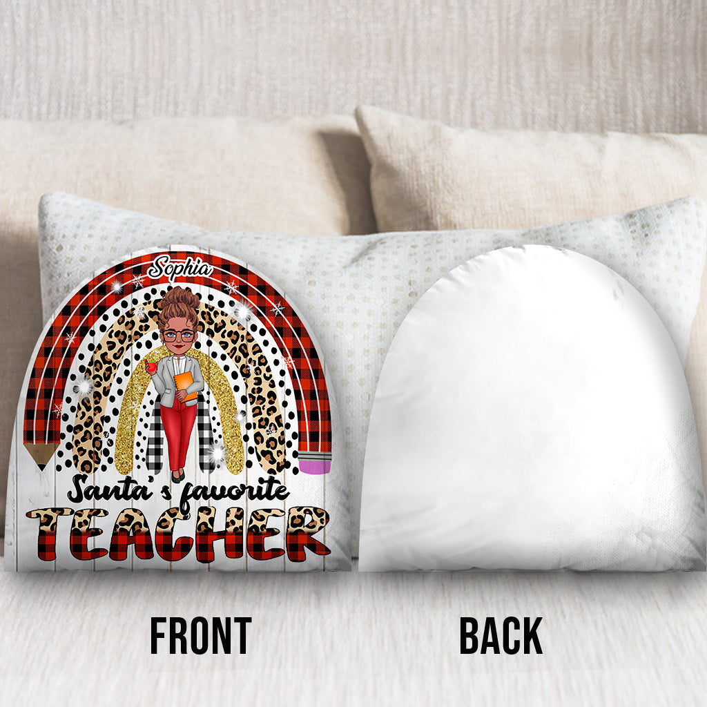 Santa's Favorite Teacher - Personalized Teacher One-sided Shaped Pillow