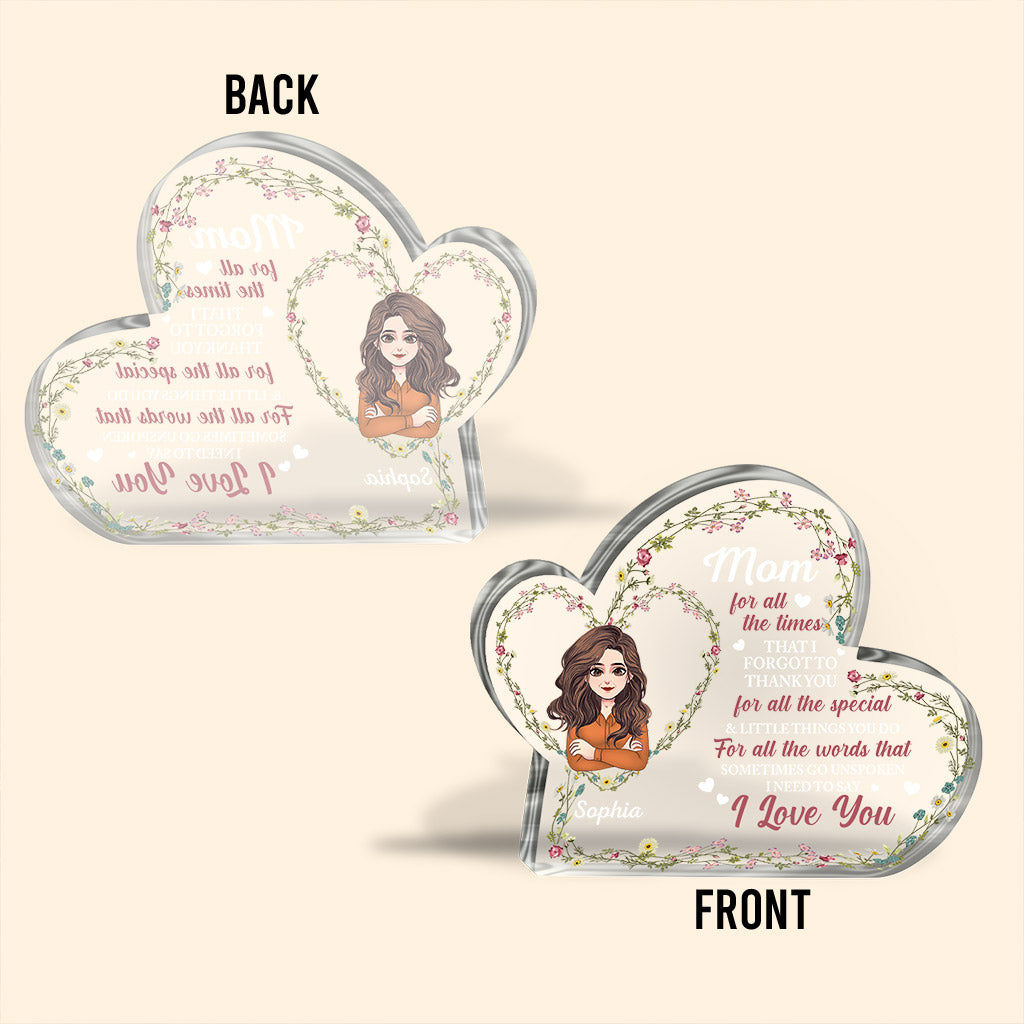 I love you - Personalized Mother's day Custom Shaped Acrylic Plaque