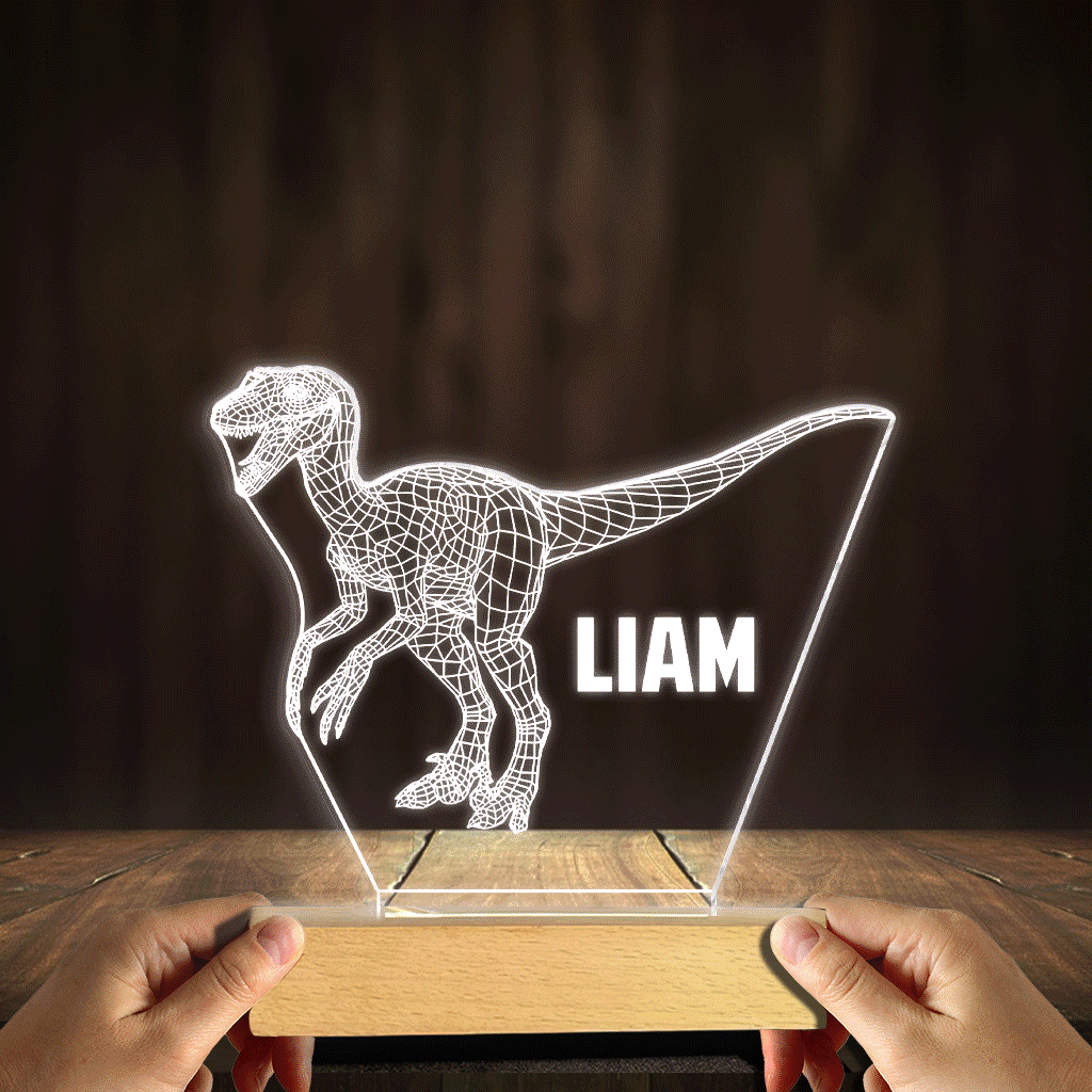 Dinosaur Baby - Personalized Dinosaur Shaped Plaque Light Base