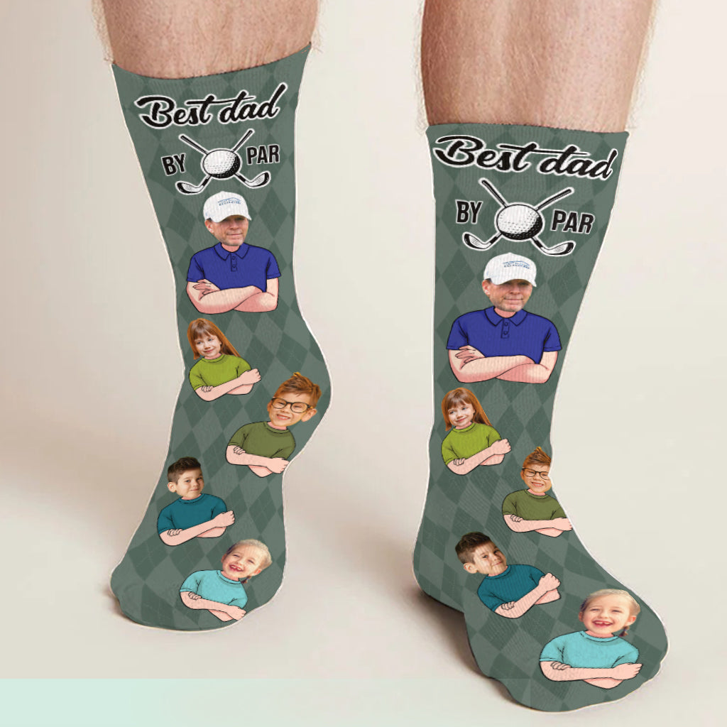 Best Dad By Par - Golf gift for dad, him, boyfriend, husband, grandpa - Personalized Socks