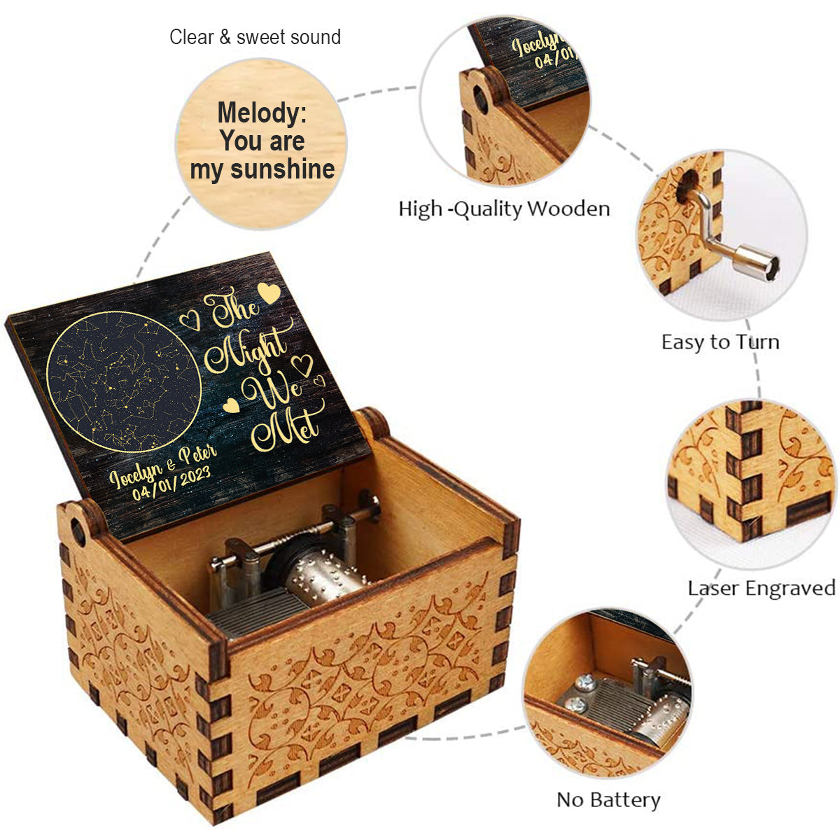 The Night We Met - Couple gift for boyfriend, girlfriend, wife, husband - Personalized Hand Crank Music Box