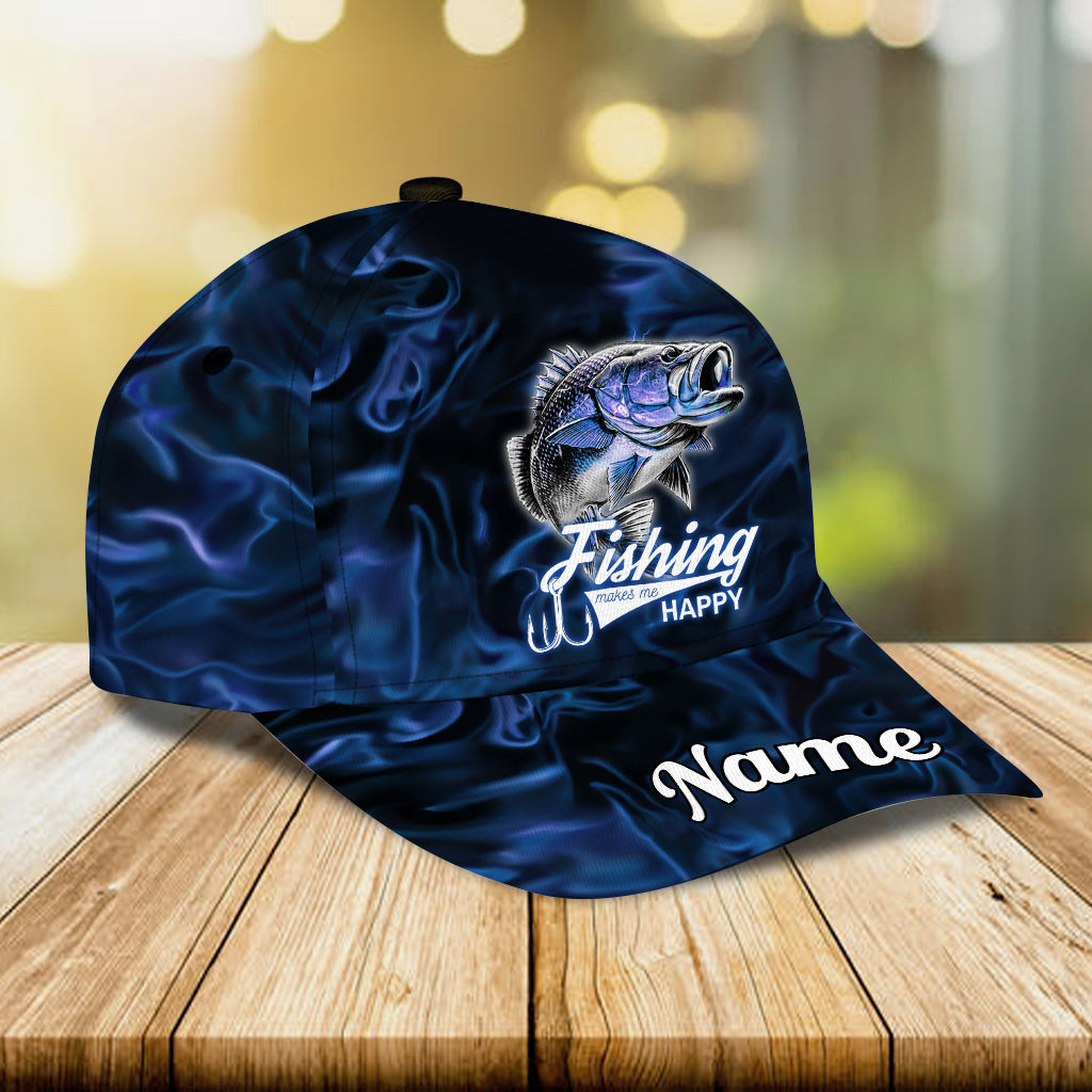 Fishing Makes Me Happy - Personalized Fishing Classic Cap