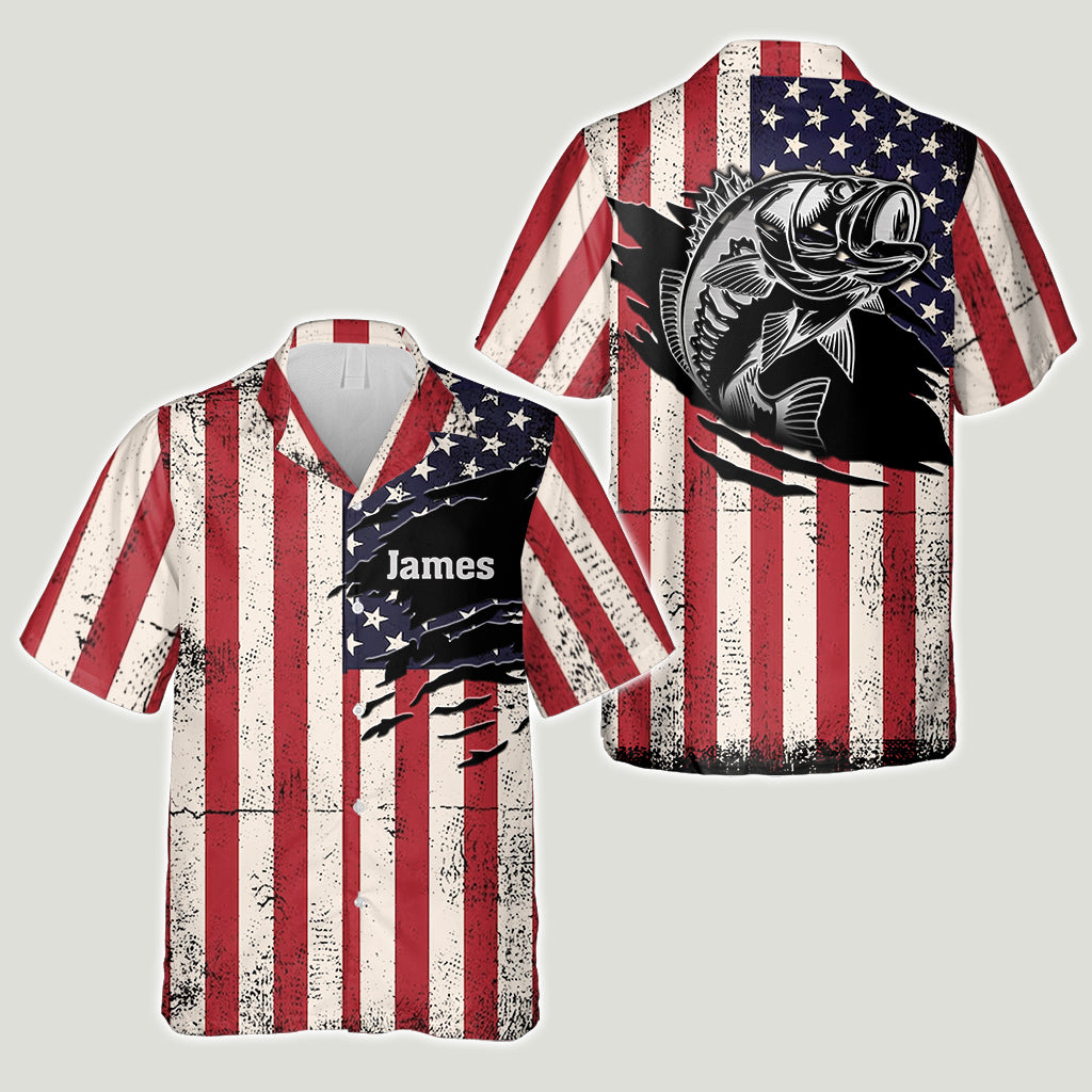 Patriotic Angler - Personalized Fishing Hawaiian Shirt