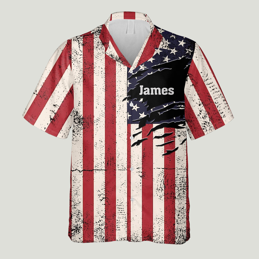 Patriotic Angler - Personalized Fishing Hawaiian Shirt