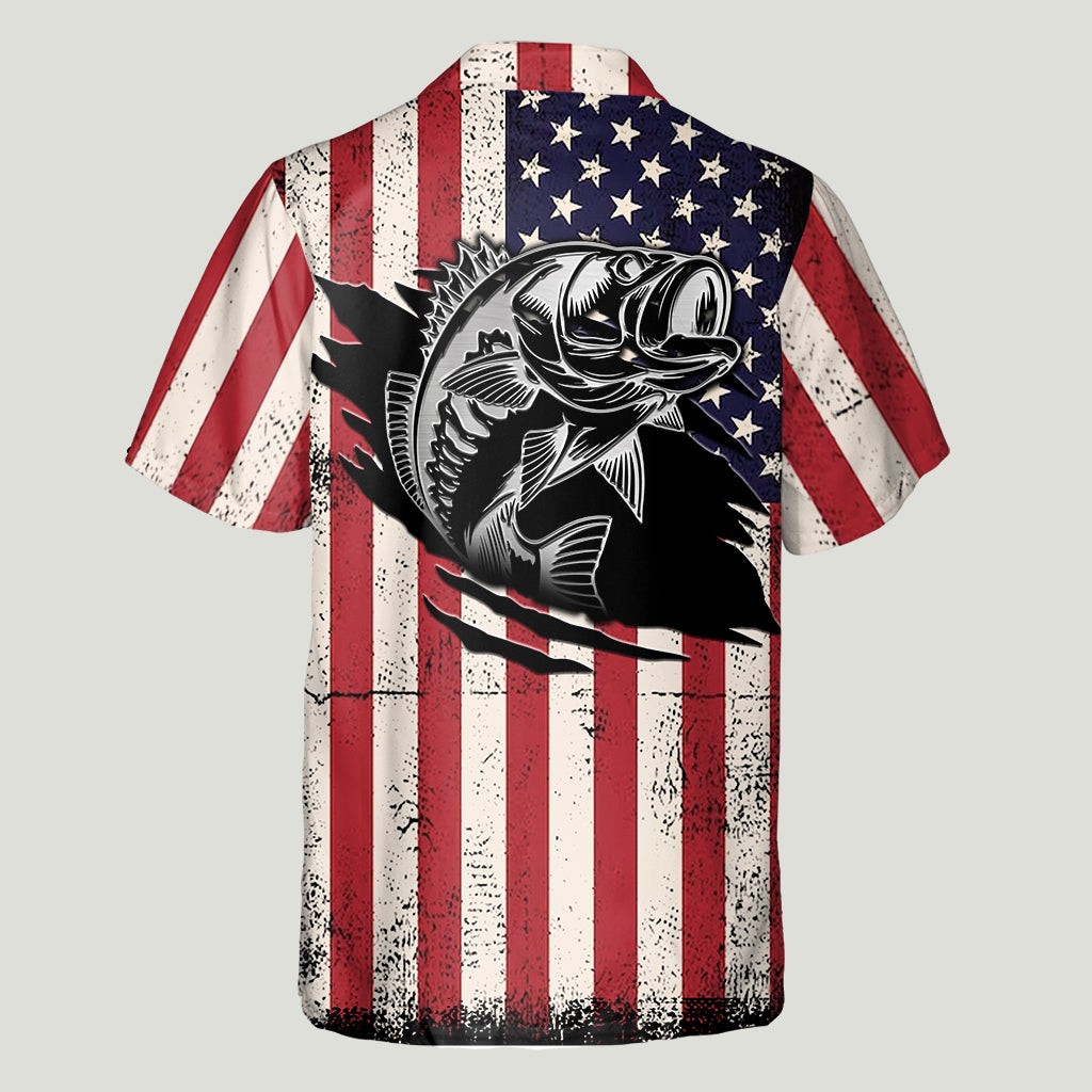 Patriotic Angler - Personalized Fishing Hawaiian Shirt