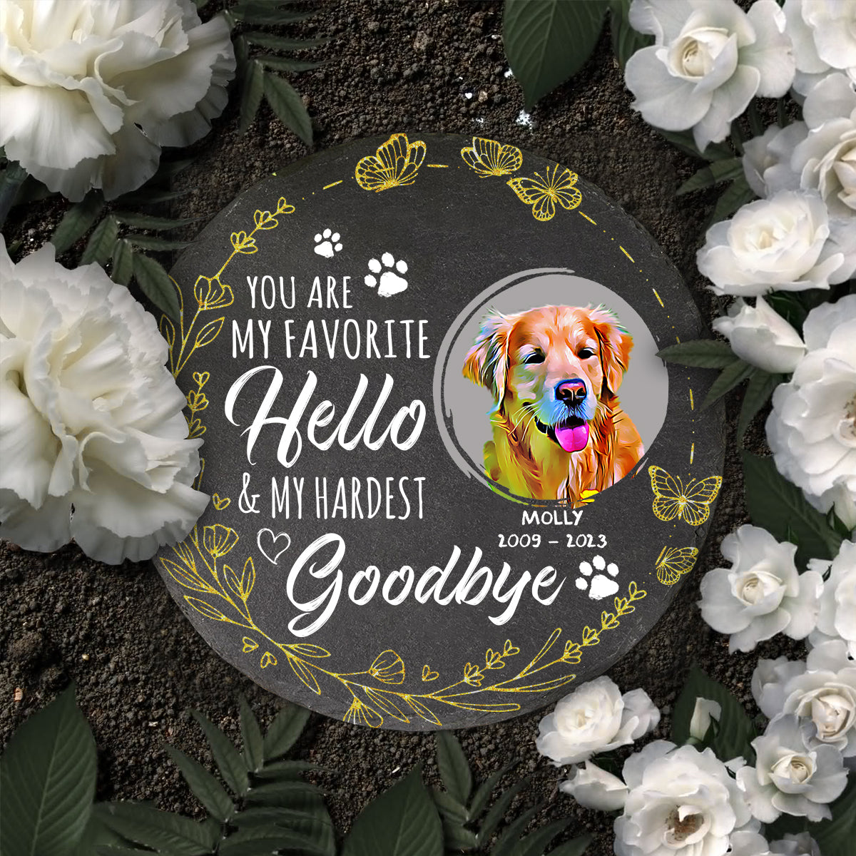 You Are My Favorite Hello - Cat gift for dog lover, cat lover - Personalized Round Shaped Stone