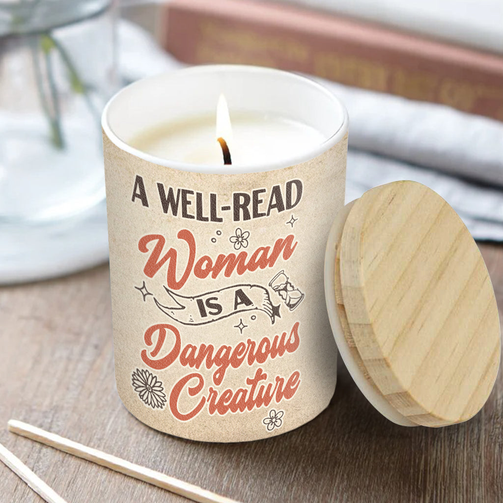 A well-read woman - Personalized Book Candle With Wooden Lid