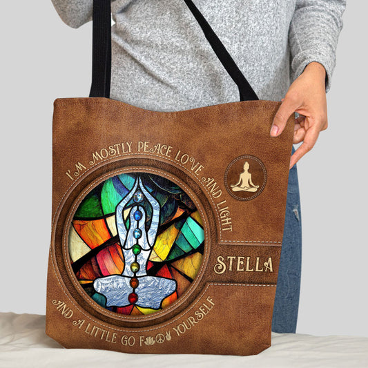 I'm Mostly Peace - Personalized Yoga Tote Bag