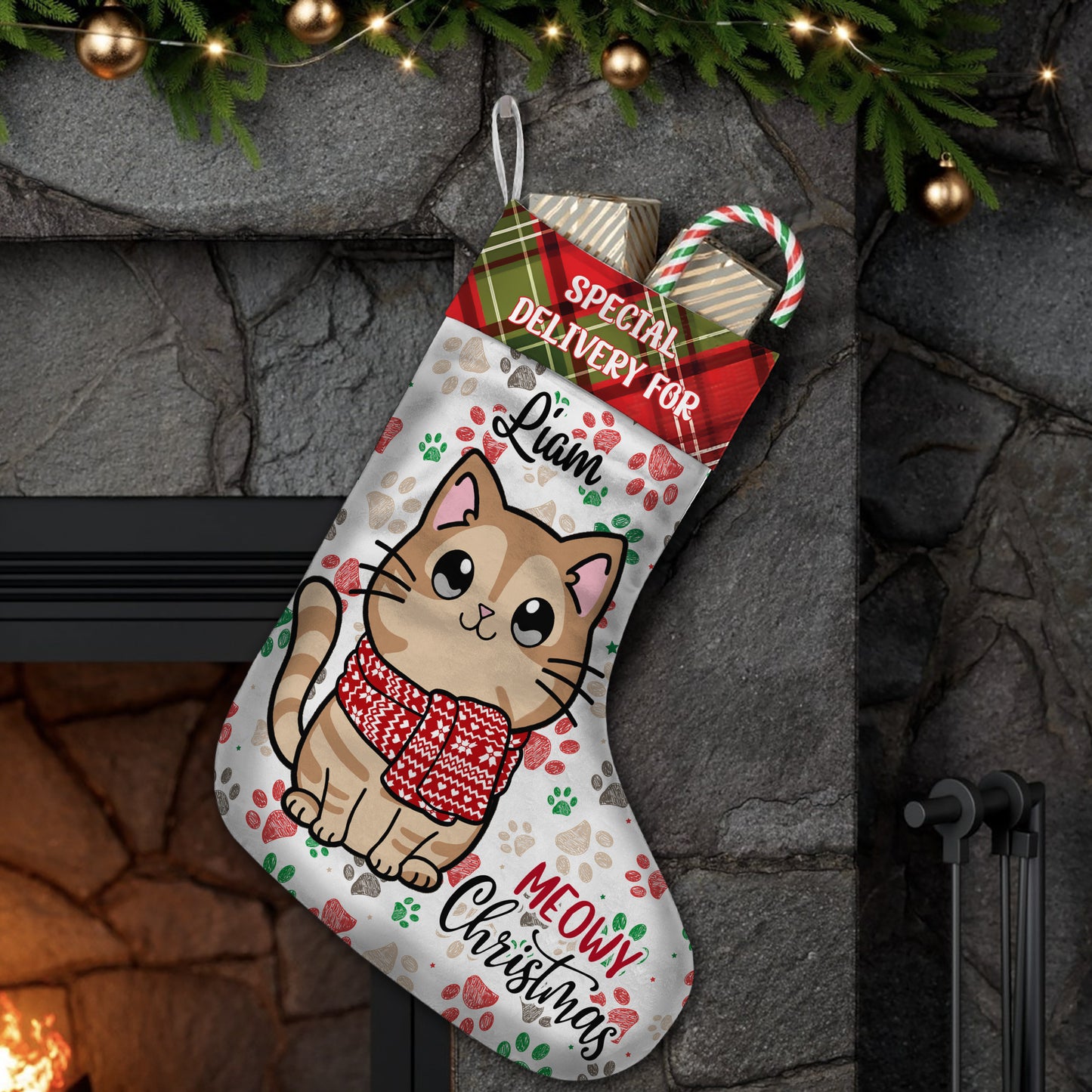 Meowy Christmas - Personalized Cat Christmas Stockings
