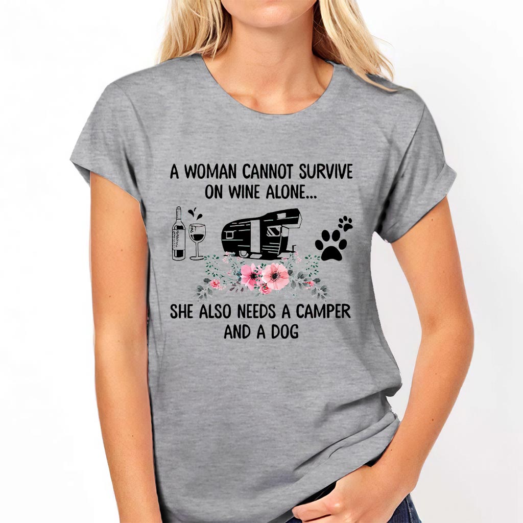 A Woman Cannot Survive On Wine Alone - Camping T-shirt and Hoodie 1121