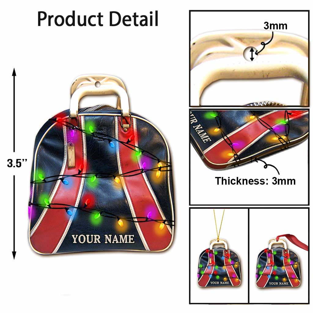 Bowling Items Collection - Personalized Christmas Bowling Ornament (Printed On Both Sides)