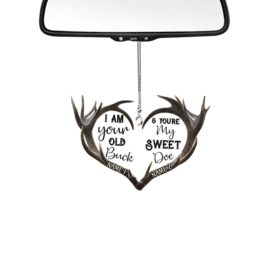 Old Buck Sweet Doe - Personalized Couple Hunting Transparent Car Ornament