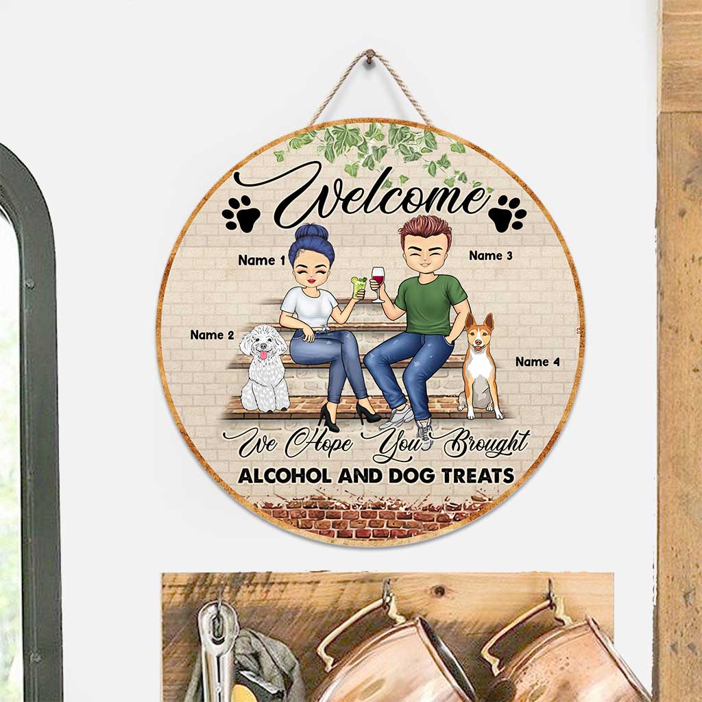 We Hope You Brought - Personalized Couple Round Wood Sign