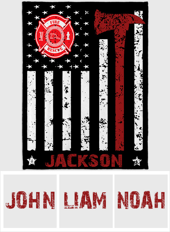 Proud Firefighter - Firefighter gift for him, dad, husband, son - Personalized Blanket