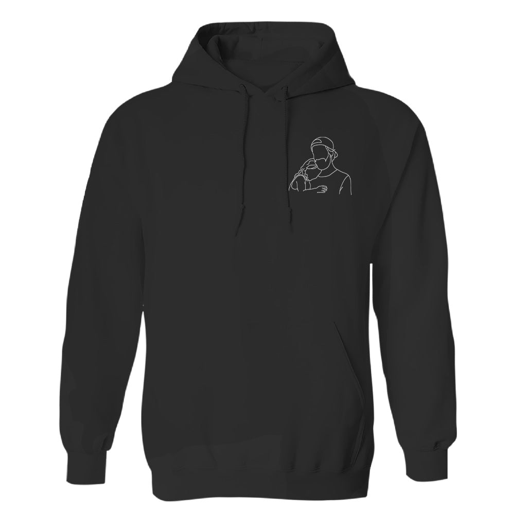 Custom Line Art - Personalized Uncle Embroidered Hoodie