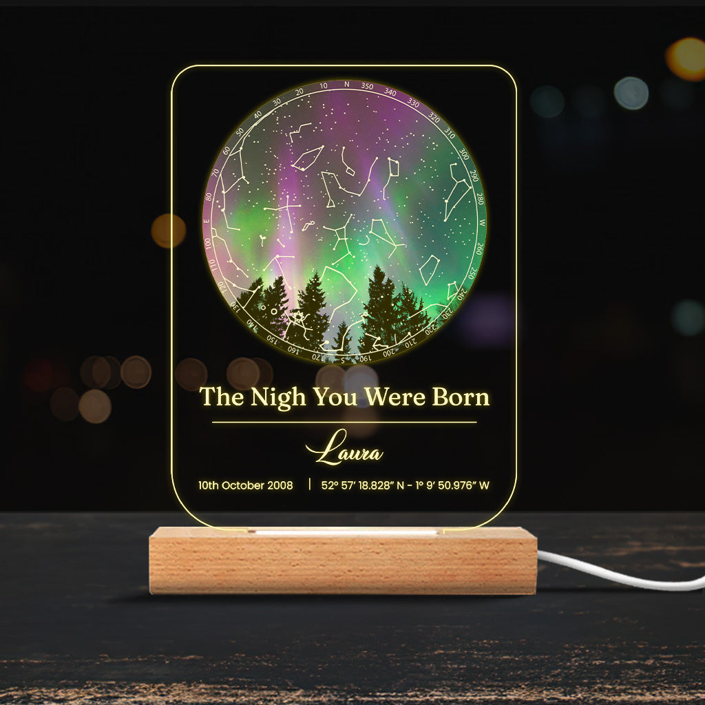 The Day You Were Born - Personalized Birthday Shaped Plaque Light Base