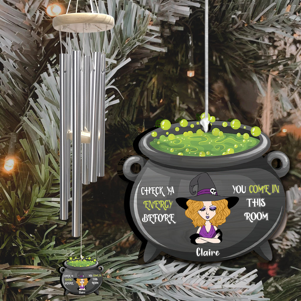 Check Ya Energy - Personalized Witch Wind Chime