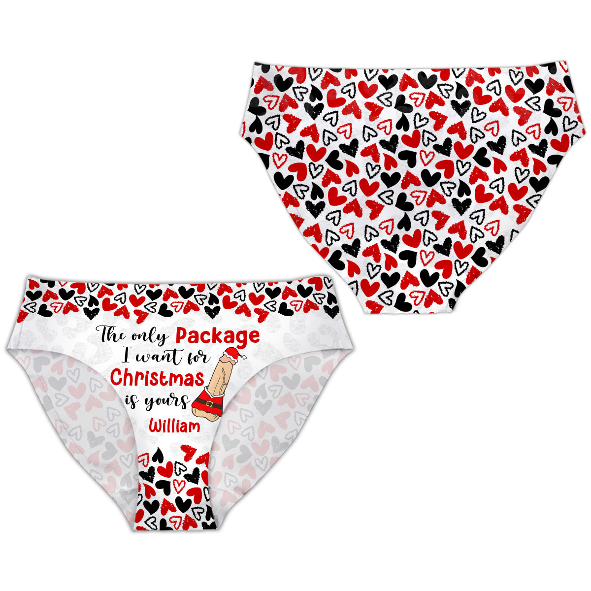 The Only Package I Want For Christmas Is Yours - Personalized Couple Women Briefs