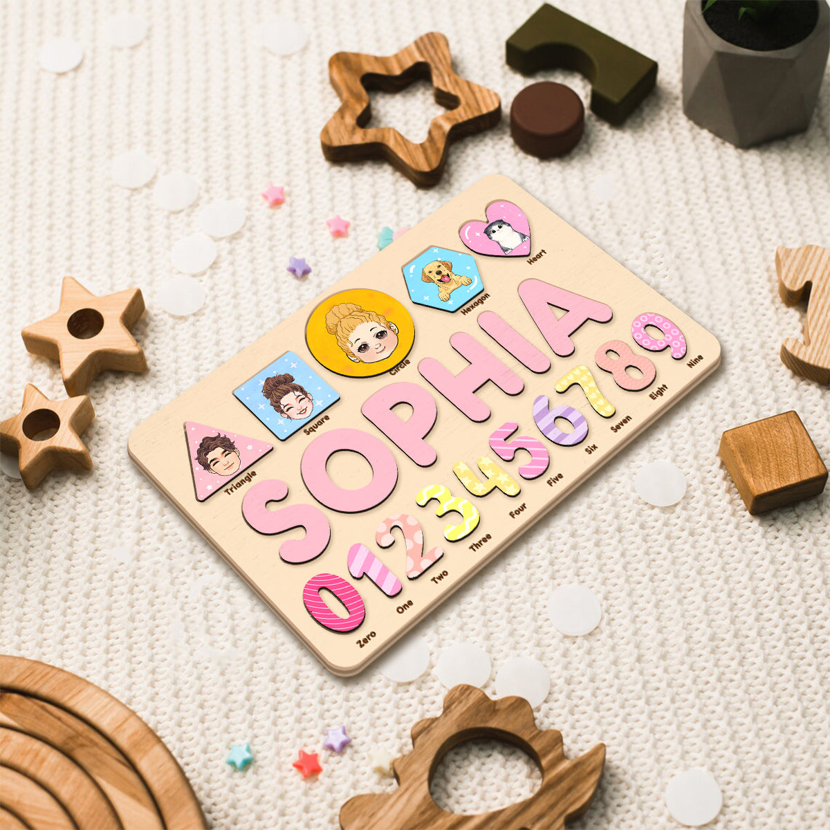 Algebraic Wooden Name Puzzle - Personalized Kid Name Puzzle