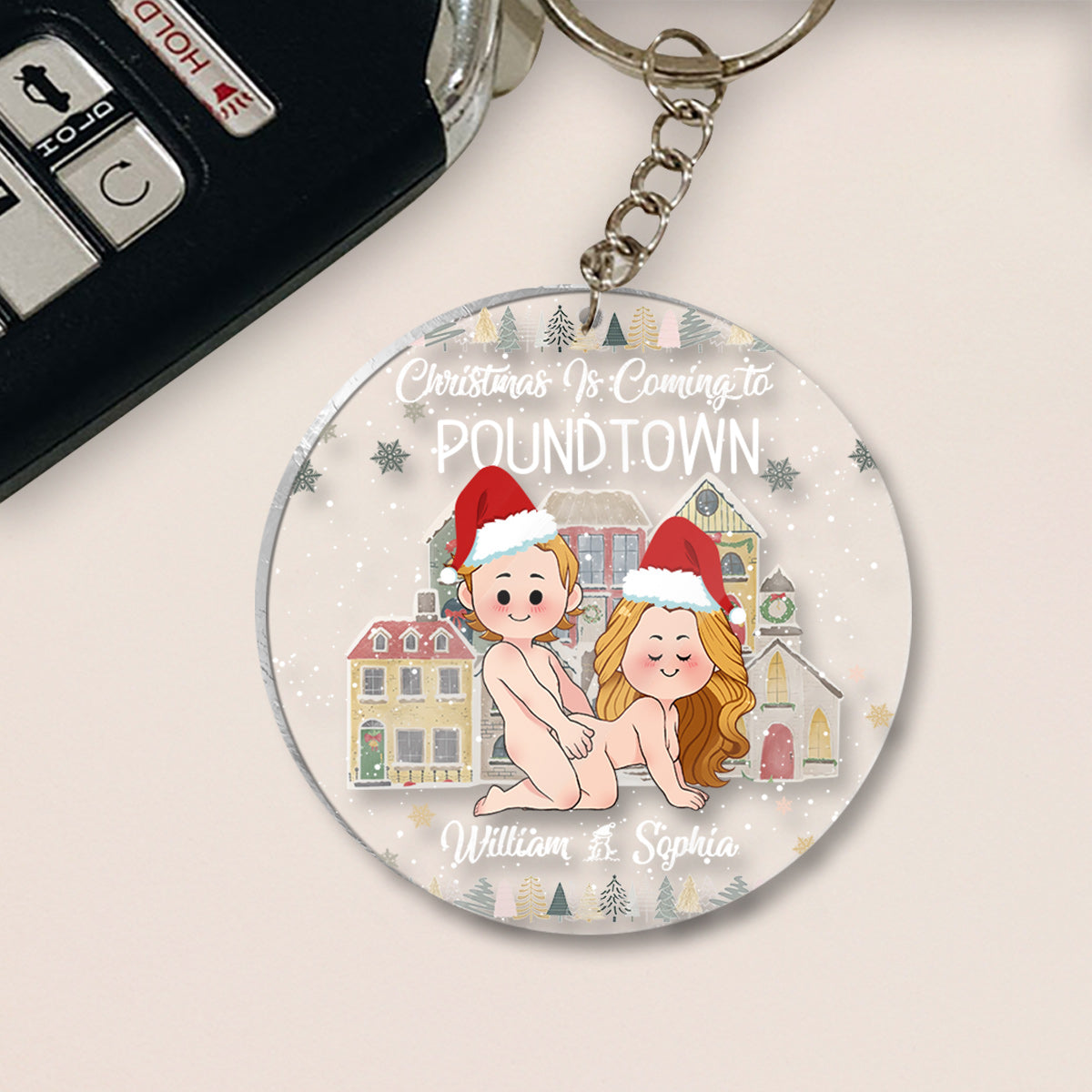 Christmas is Coming to Poundtown - gift for boyfriend, girlfriend, wife, husband - Personalized Transparent Keychain