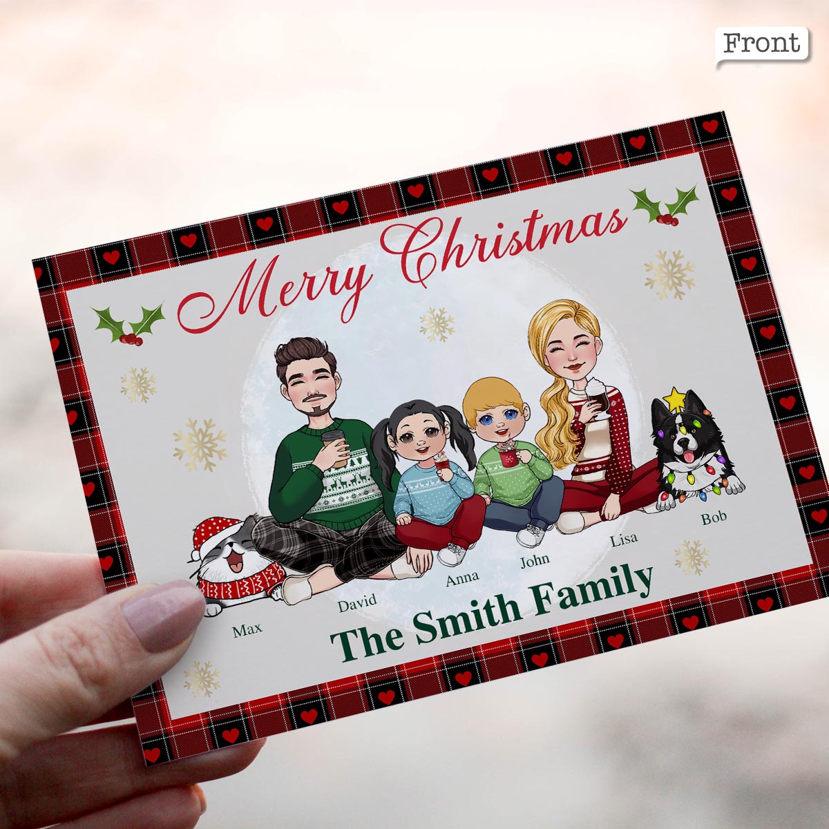 Merry Christmas Buffalo Plaid - Personalized QR Greeting Card