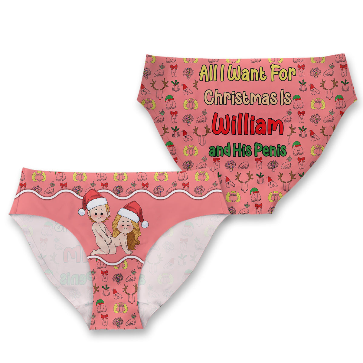 All I Want For Christmas - Personalized Couple Women Briefs