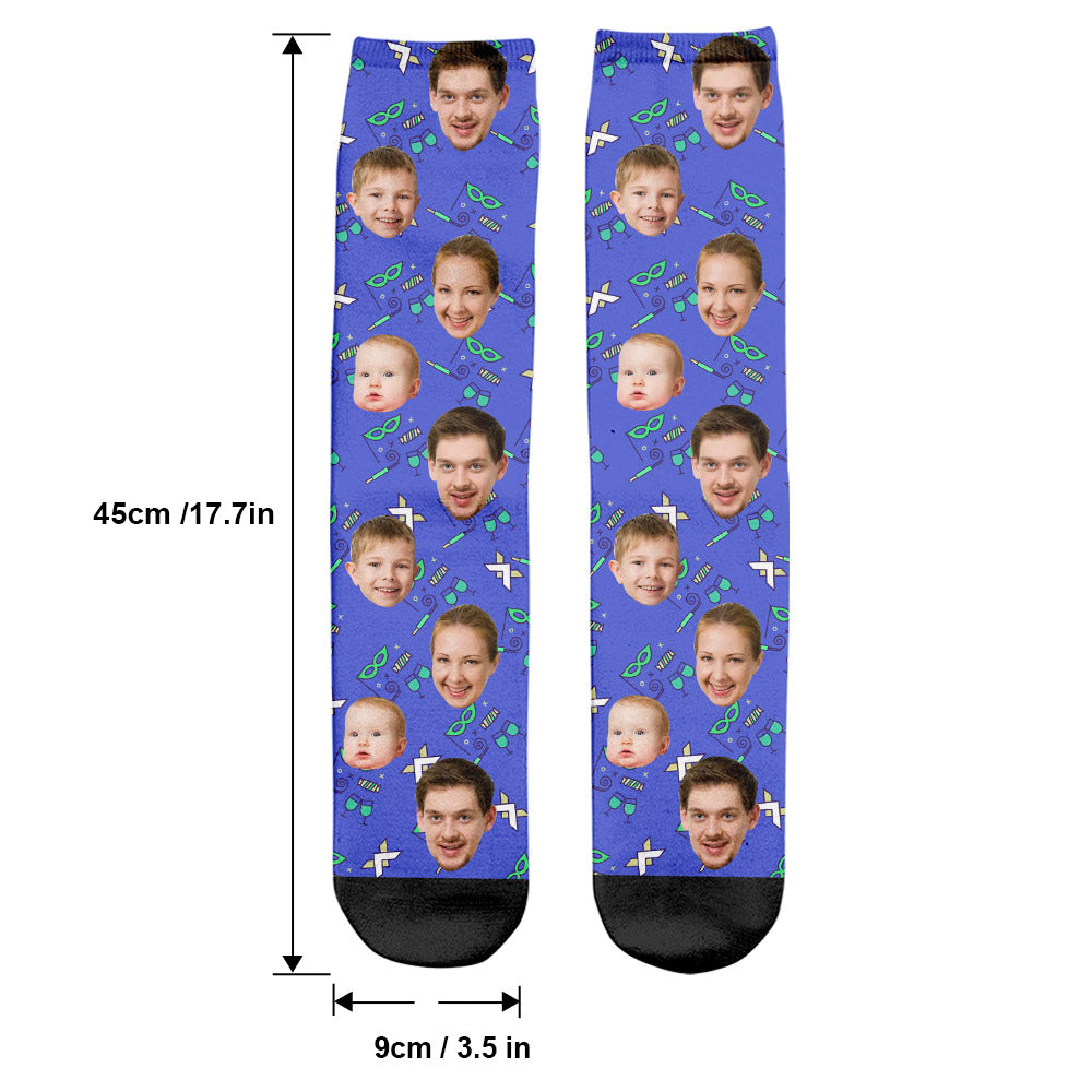 Custom Face Party Pattern - Personalized Family Socks