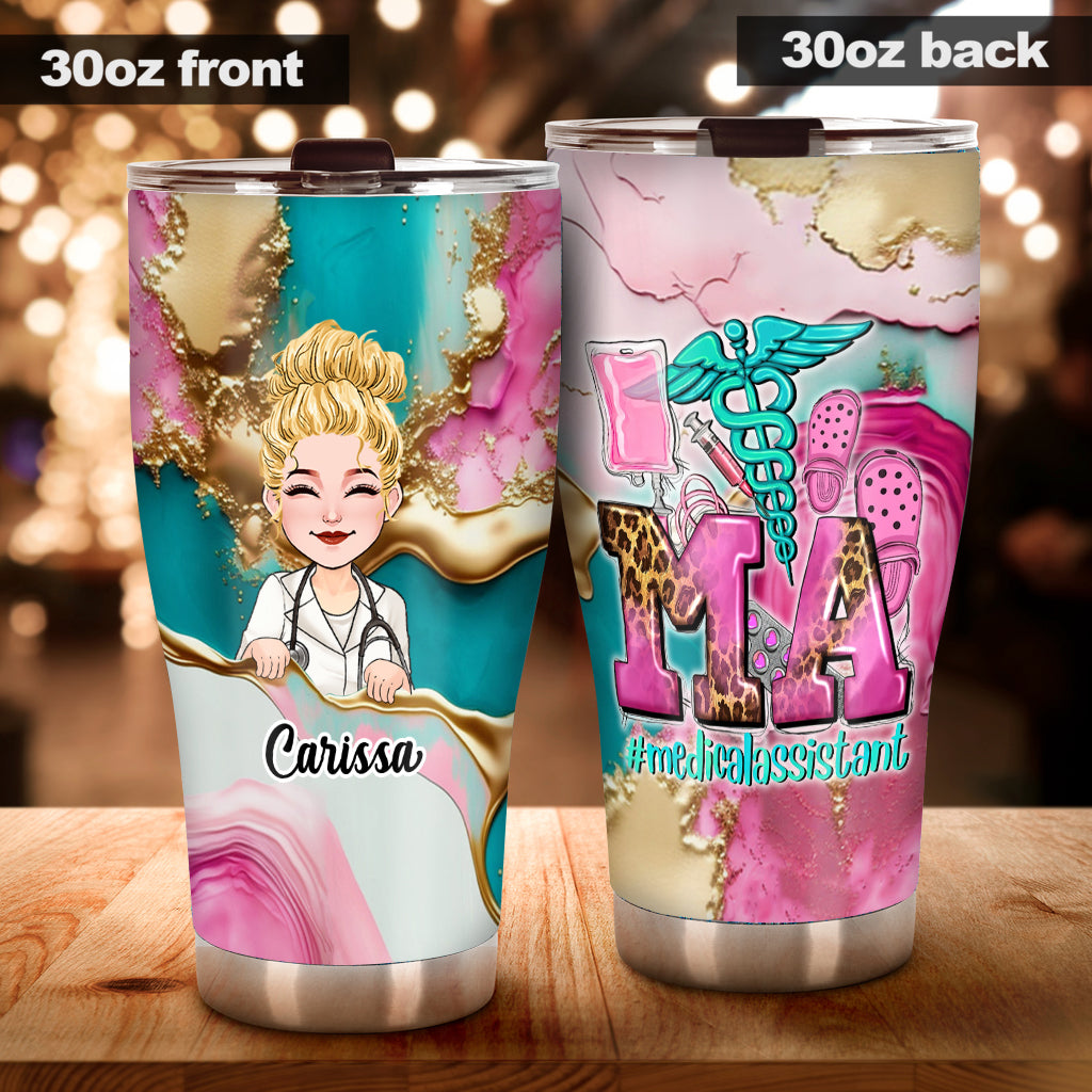 Nurse Life Pink Leopard Turquoise Blue - Personalized Nurse Tumbler