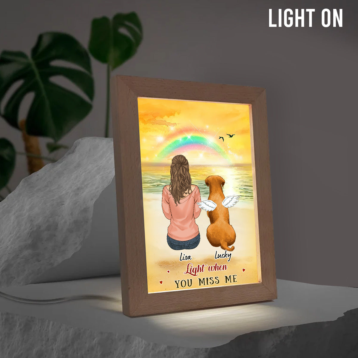 Light When You Miss Me - Personalized Cat Light Photo Frame