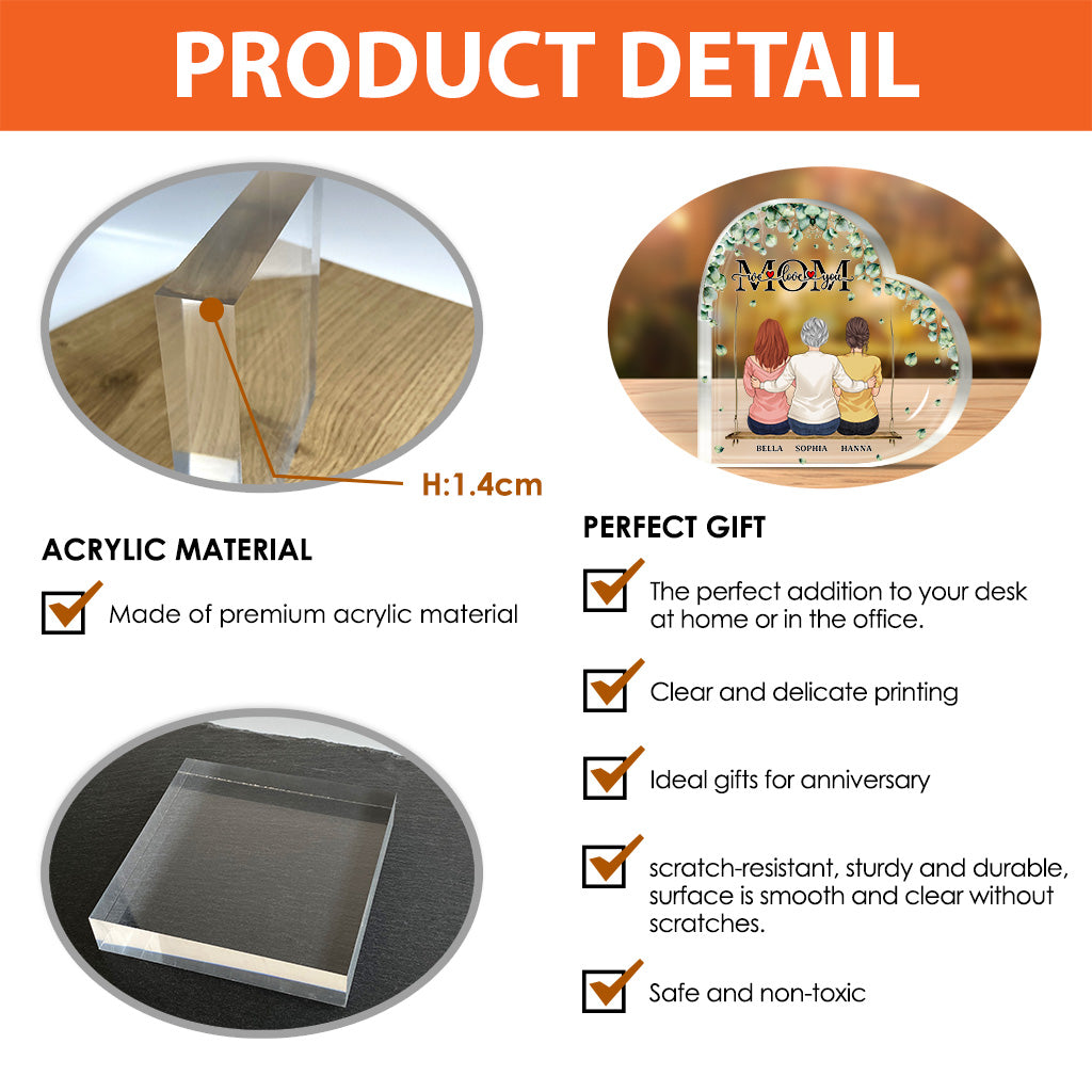 We Love You, Mom - Personalized Mother's Day Mother Custom Shaped Acrylic Plaque