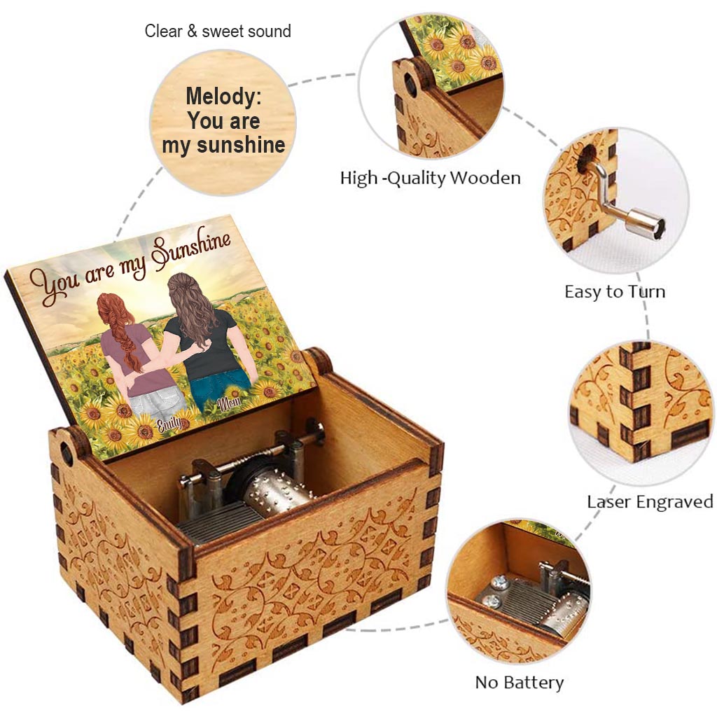 You're My Sunshine - Personalized Mother's Day Mother Hand Crank Music Box