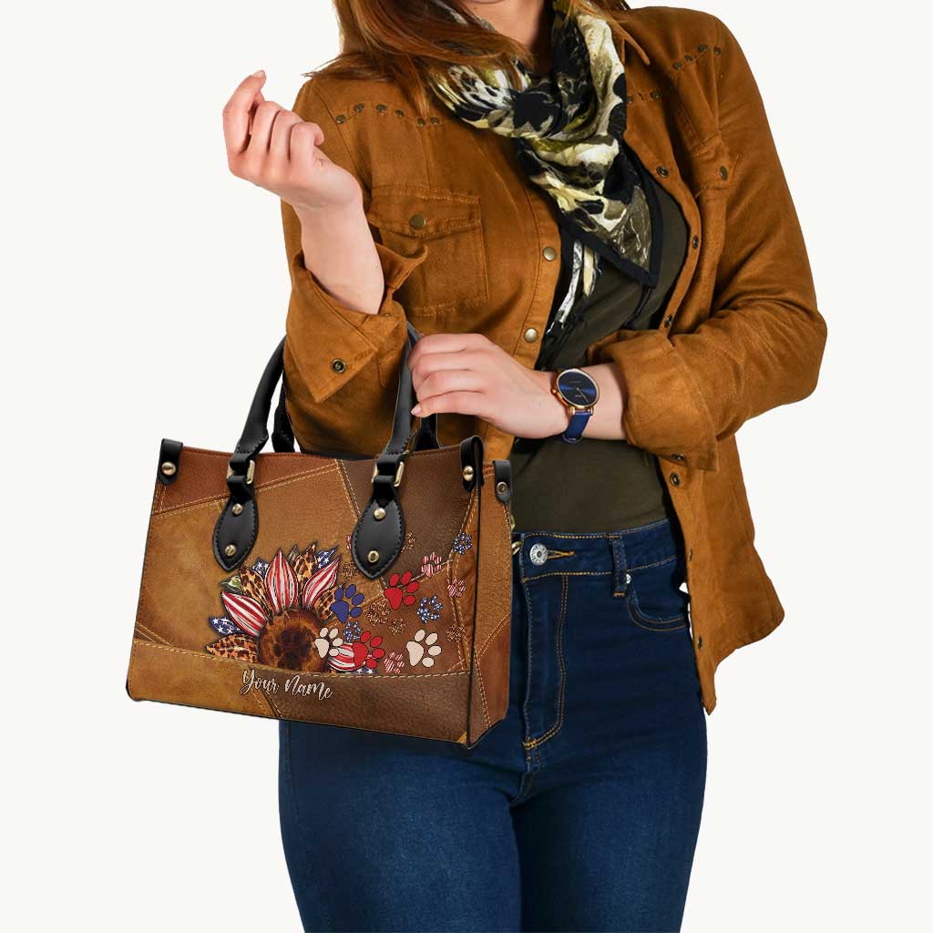 All American Dog Mom - Personalized Independence Day Leather Handbag