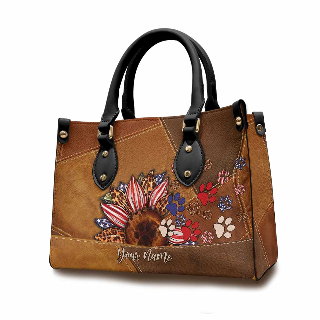 All American Dog Mom - Personalized Independence Day Leather Handbag
