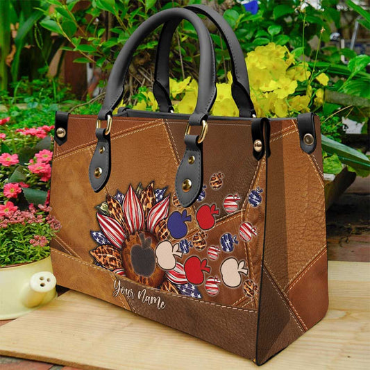 All American Teacher - Personalized Independence Day Leather Handbag