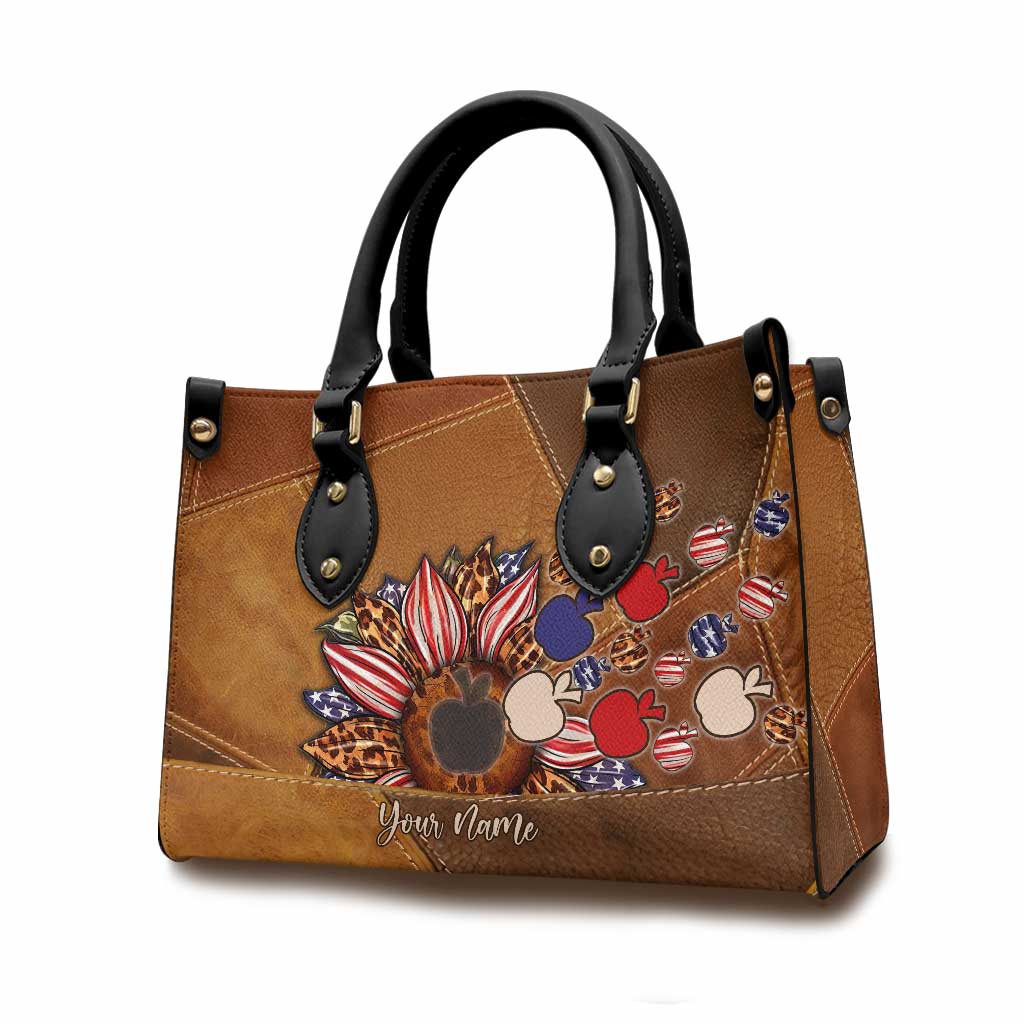 All American Teacher - Personalized Independence Day Leather Handbag