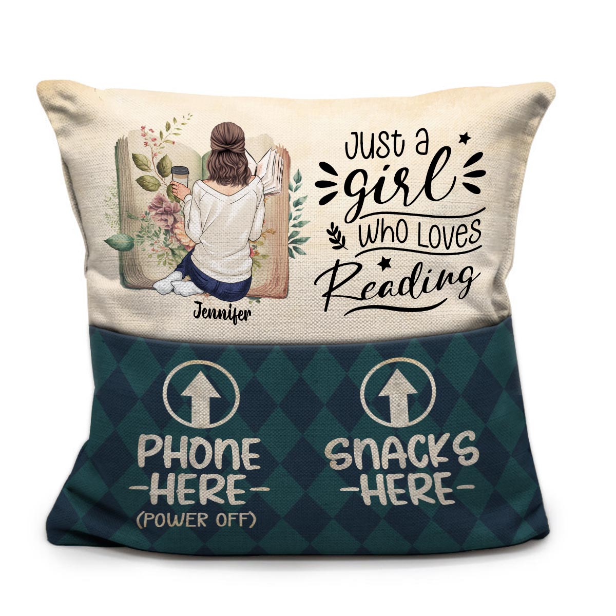 Just A Girl Who Loves Reading - Personalized Book Pocket Pillow