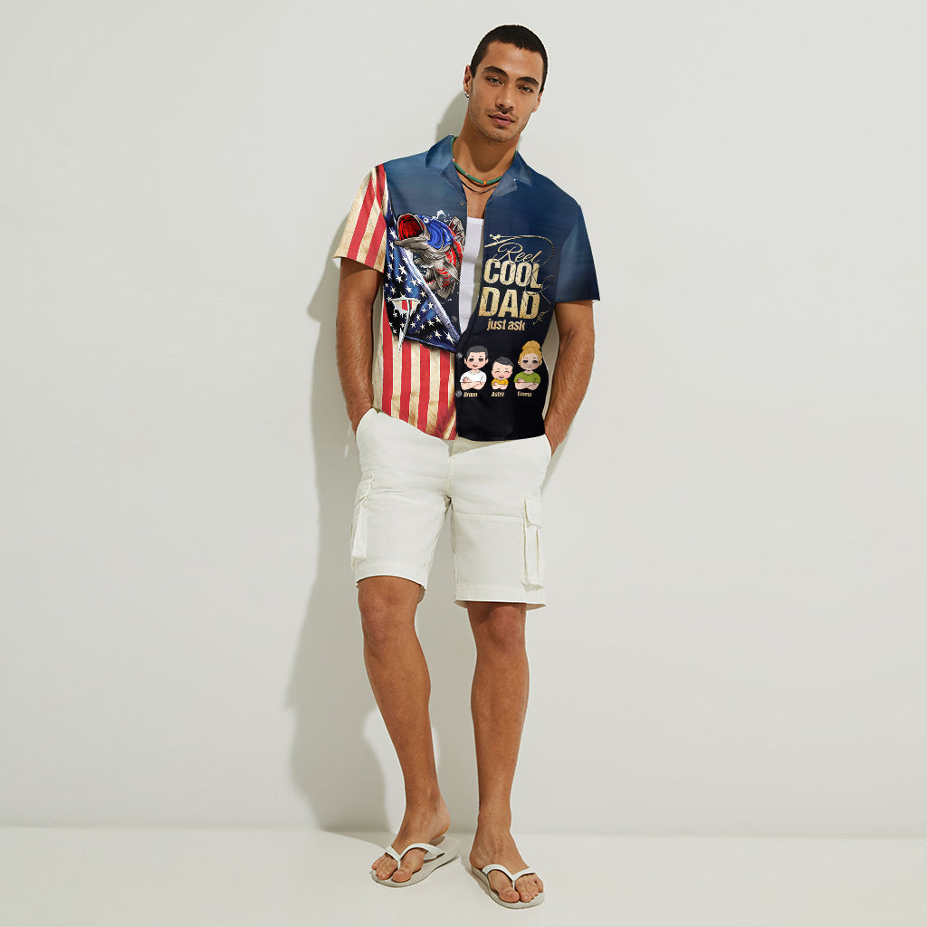Reel Cool Dad - Personalized Fishing Hawaiian Shirt
