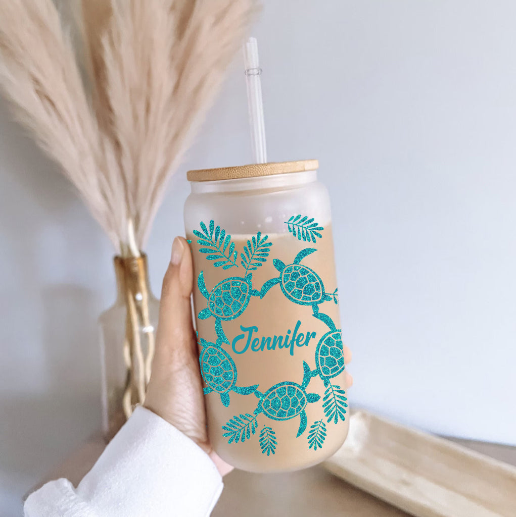 Love Turtles - Personalized Turtle Can Glass