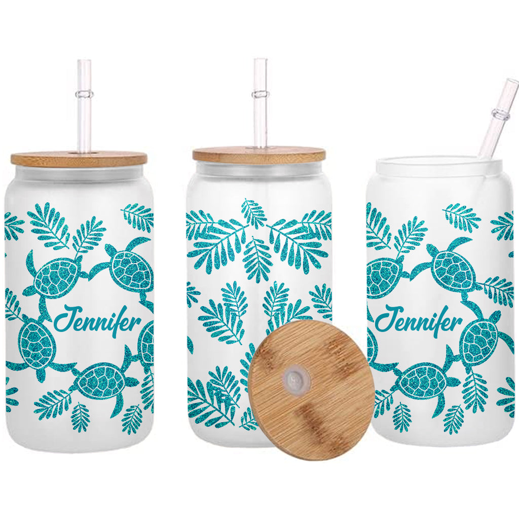 Love Turtles - Personalized Turtle Can Glass