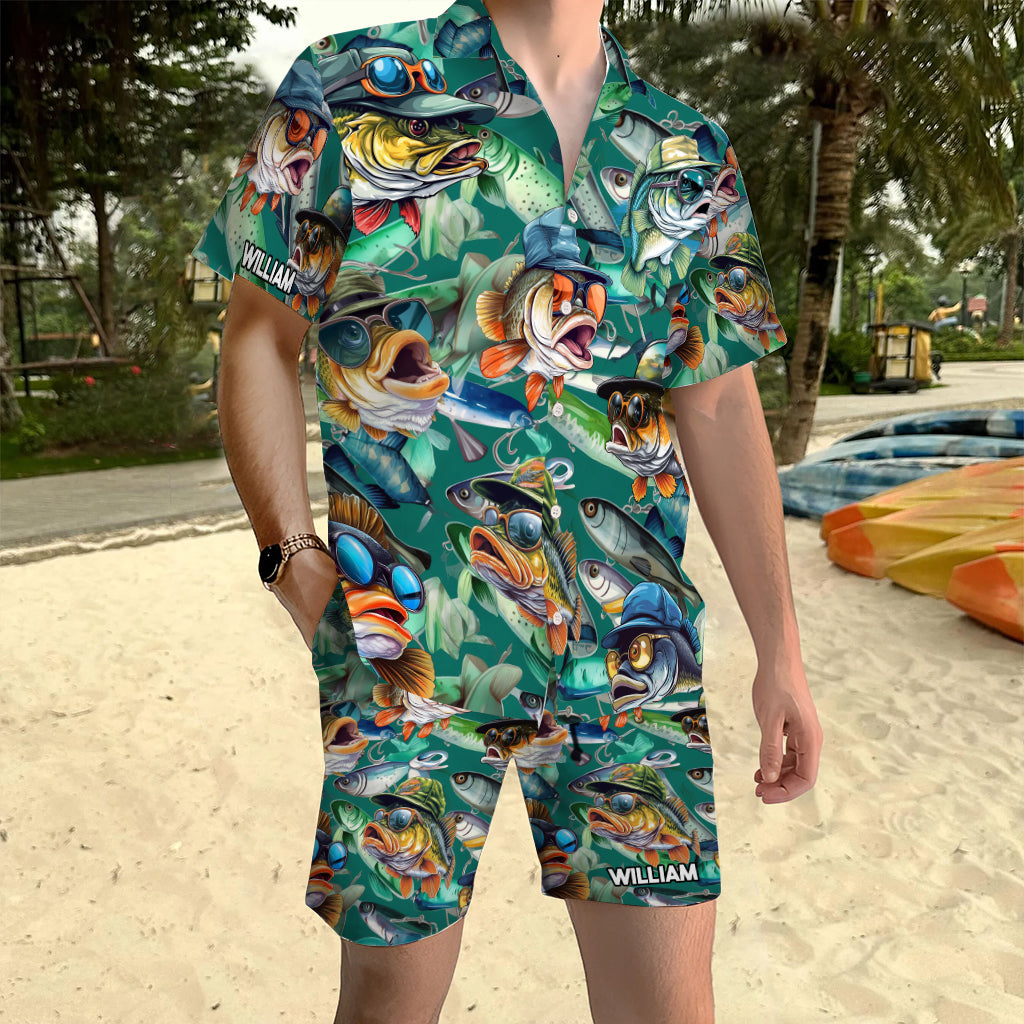 Love Fishing - Personalized Fishing Hawaiian Shirt & Men Shorts
