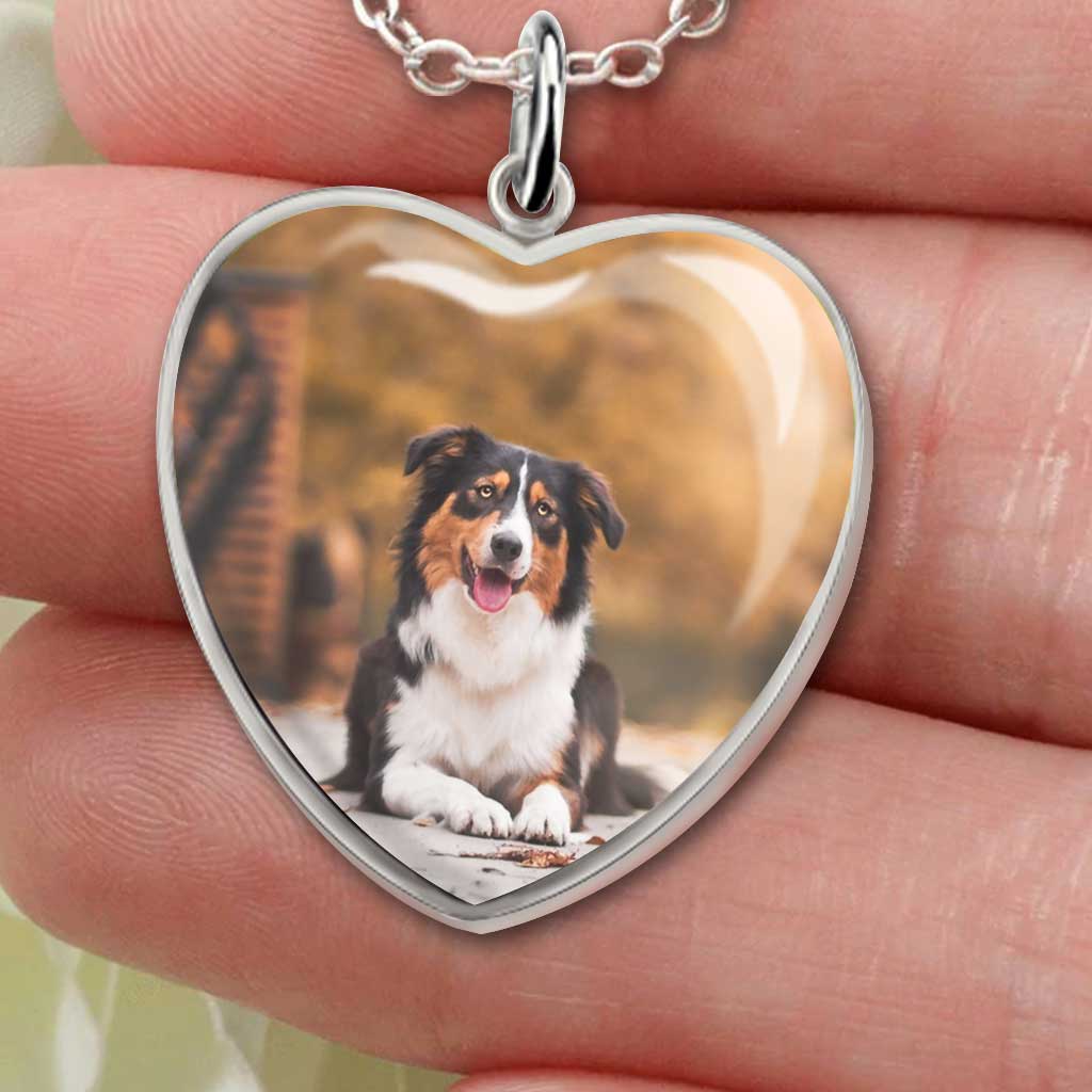 When I Close My Eyes - Personalized Christmas Dog Heart Pendant Necklace