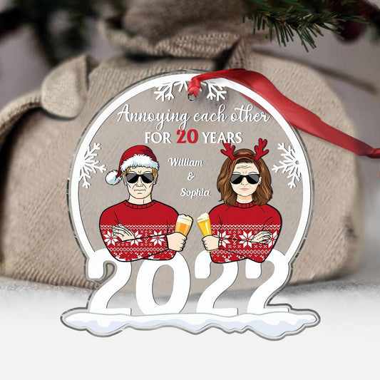 Annoying Each Other - Personalized Christmas Couple Transparent Ornament