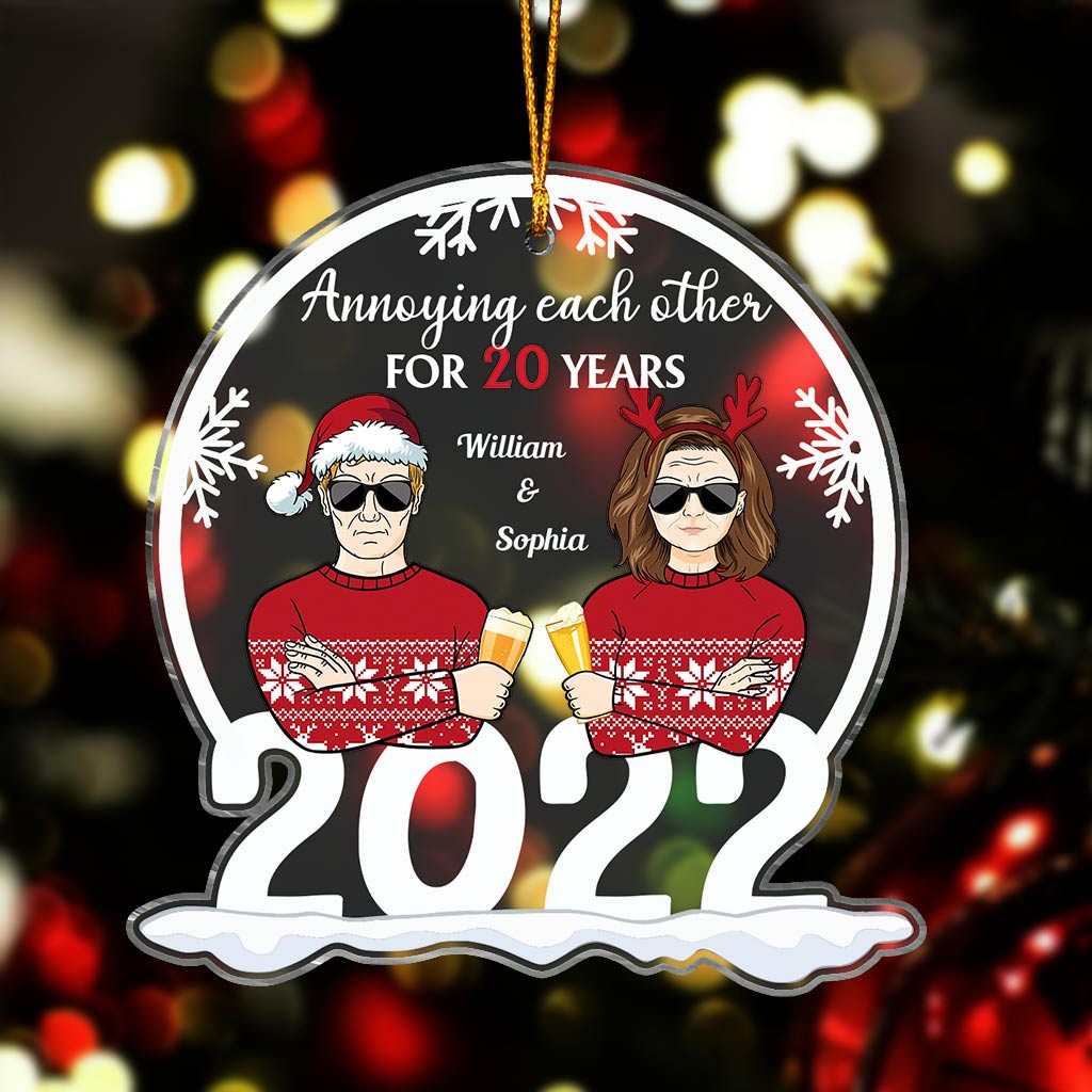 Annoying Each Other - Personalized Christmas Couple Transparent Ornament