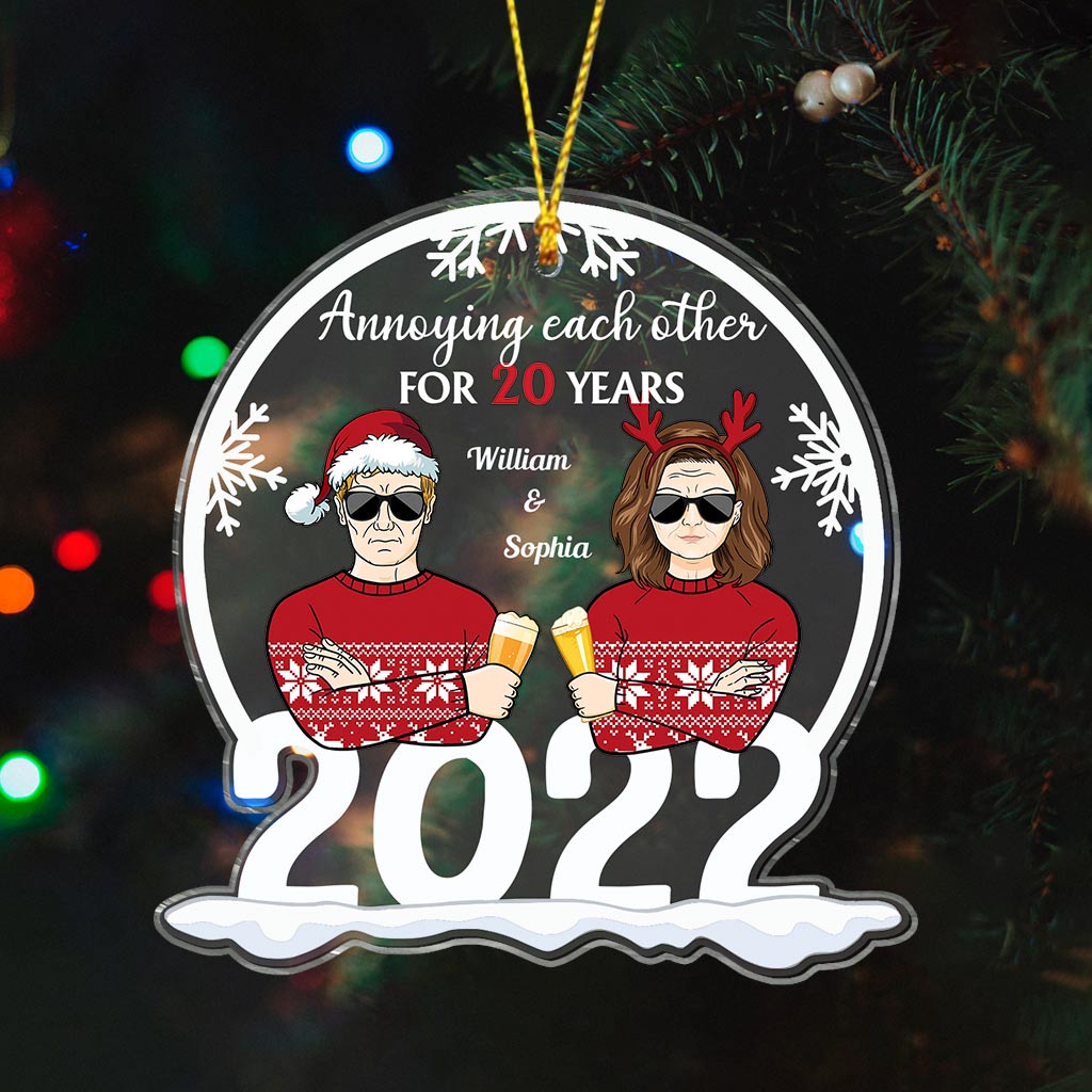 Annoying Each Other - Personalized Christmas Couple Transparent Ornament