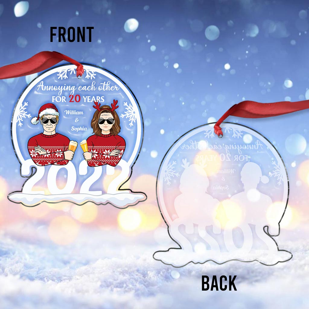 Annoying Each Other - Personalized Christmas Couple Transparent Ornament