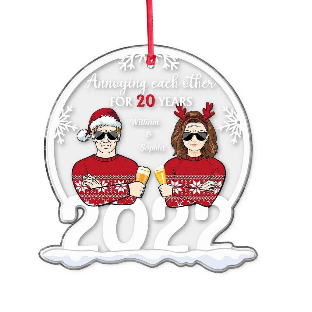 Annoying Each Other - Personalized Christmas Couple Transparent Ornament