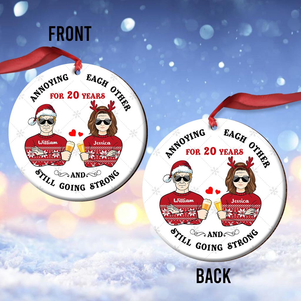 Annoying Each Other - Personalized Christmas Couple Ornament (Printed On Both Sides)