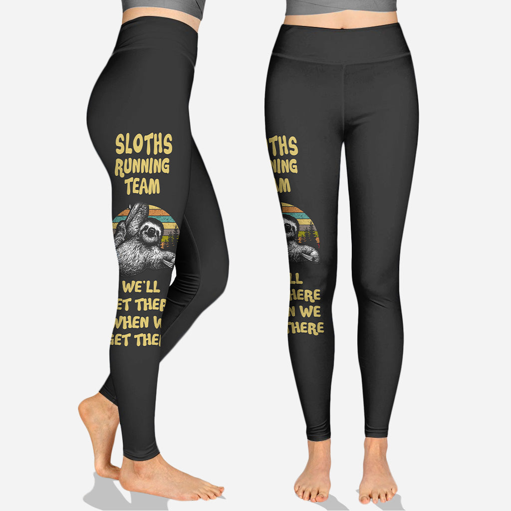Sloths Running Team - Personalized Running Hollow Tank Top and Leggings