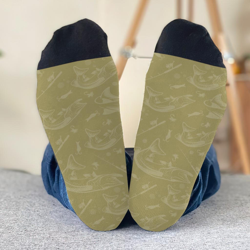 Lucky Fishing Socks - Gift for dad, uncle, aunt, grandma, grandpa, mom, son, daughter, brother, sister, granddaughter, grandson, husband, wife, boyfriend, girlfriend, friend, co-worker - Personalized Socks